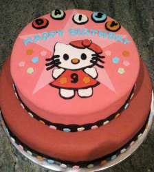 Two tiers orange red Hello Kitty cake_Hello Kitty Happy Birthday cakes.PNG