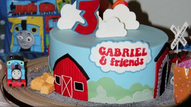 Personalized Thomas and Friends cake for 3-year-old.JPG