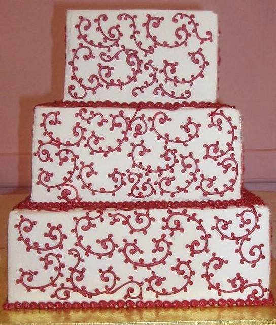 Wedding stylish cake in red and white