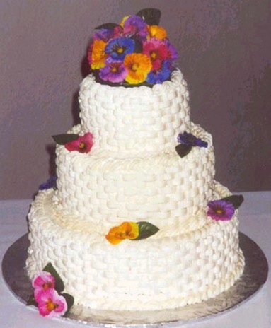 white floral wedding cake photo