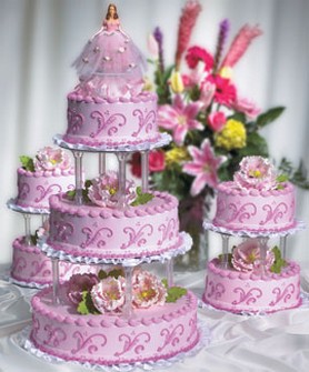 Purplish pink wedding cakes photo