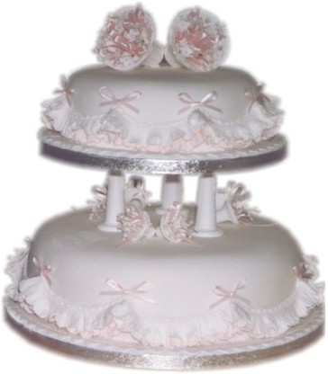 image of wedding cakes in white with pink flowers