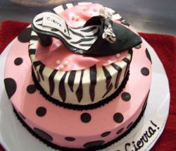 Designers woman's shoe birthday cake.JPG