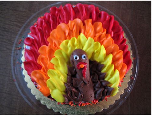 photo of thanksgiving turkey cake taking from the top.JPG