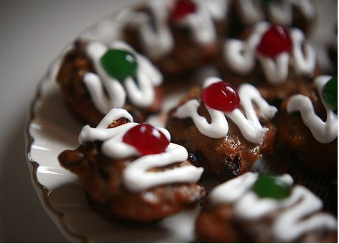 Christmas fairy cakes with fruits in red and green.JPG