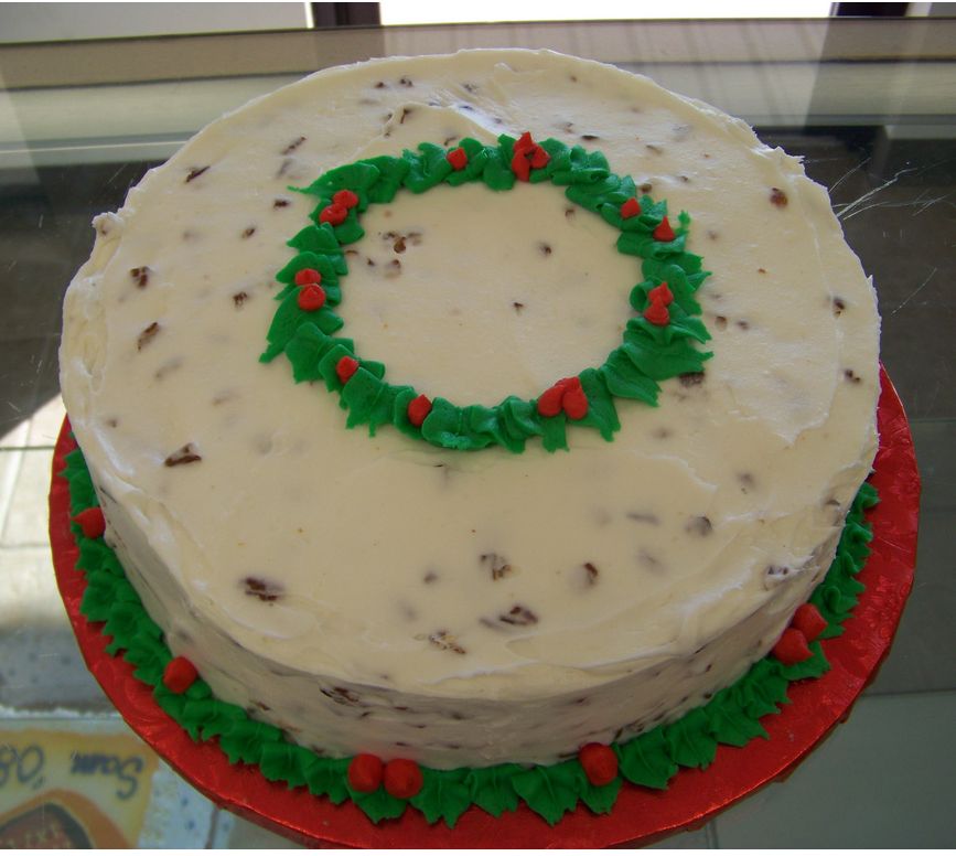 Christmas Wreath Italian Cream Cake photo.JPG
