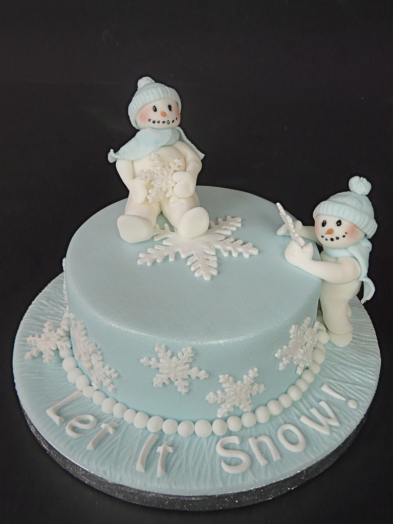 Blue Christmas cake with two snowmen.jpg