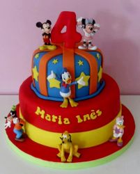 2 Tier 4th Birthday Cake with Disney Characters.JPG