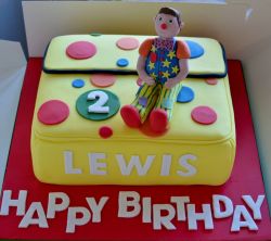 Clown and Circus Theme Yellow Bag Cake for 2 year-old Boy.JPG