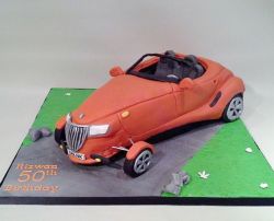 Orange Open-Top Car 50th Birthday Cake.JPG