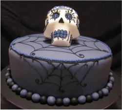 Very cool dark purple halloween cake photos.JPG