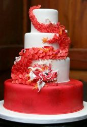 4 Tier Chinese Dragon Cake Red on Bottom White on Top.JPG