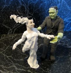 frankenstein and bride in polymer clay 022