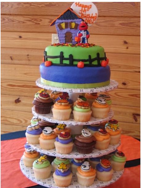 Halloween birthday cakes.JPG