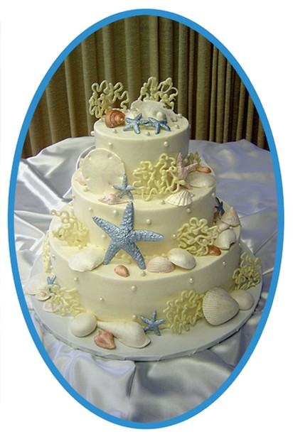 beach wedding cake