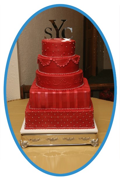red wedding cake