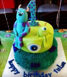 Monsters Inc First Birthday Cake in 2 Tiers.JPG
