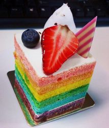 Rainbow Color Mini-Cake with Strawberry & Blueberry on top.JPG
