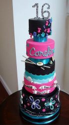 Sweet 16 5 Tier Birthday Cake for Girl with Sushi Beach & Musical Notes.JPG