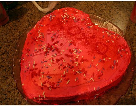 Photo of homemade heart shaped valentines day cake.JPG