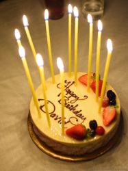 Mango Mousse Birthday Cake with Candles for David.jpg