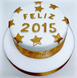 Happy New Year 2015 Cake with Gold Stars.JPG
