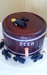 Humorous Drunk People Cake Around Beer Keg.JPG