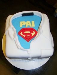 Superman Shirt Reveal Theme Birthday Cake.JPG