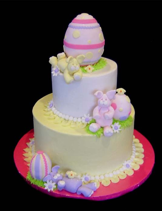 Easter cake designs with eggs and bunnies.JPG