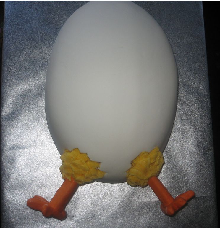 Egg easter cake with chick legs.JPG