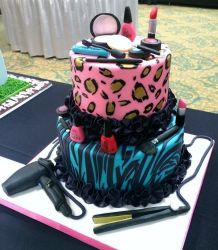 Women's Hair Style & Cosmetics Beauty Theme 2 Tier Cake.JPG