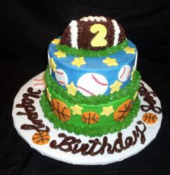 Home-made 2 tier Sports Theme Cake for 2 year old.JPG