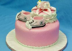 Pink Baby Shower Cake with little Converse booties for Girl.JPG
