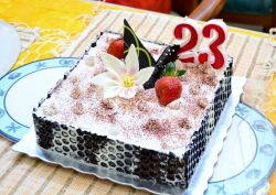 White Square Marshmallow Cake for 23rd Birthday.JPG