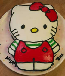 Hello Kitty body cake with red and green outfit.PNG