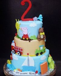 Peppa Pig Theme 3 Tier Birthday Cake for Two year-old.JPG
