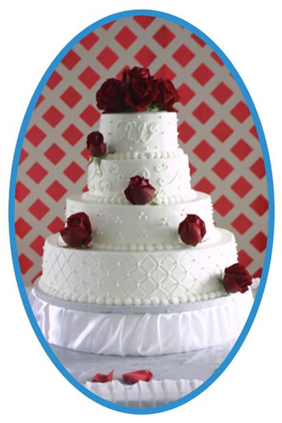 wedding cake picture with red roses