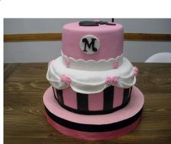 Pink Cute 2 Tier Baby Shower Cake with Monogram.JPG