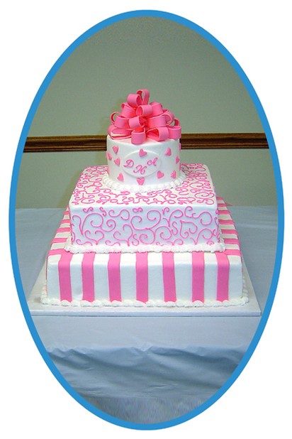 pink square wedding cake