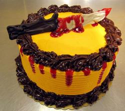 Bloody cake perfect for Halloween with knife with blood.JPG