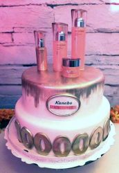 Perfume Bottles Theme 2 Tier Cake with Gold Rings.JPG