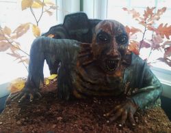 Human sized zombie cake in brown.JPG