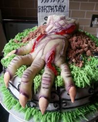 Kids zombie hand cake picture.JPG