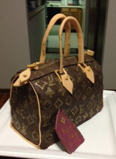 Louis Vuitton Speedy handbag cake pictures.JPG