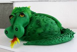 Green Fire-Breathing Dragon Sculpted Cake.JPG