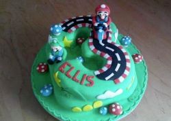 Mario Kart Theme Birthday Cake for 3 year-old.JPG