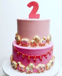 Cute 2 Tier Pink Birthday Cake for Two Year-Old Girl.JPG