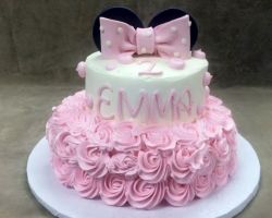 Minnie Mouse Theme Strawberry Cream Second Birthday Cake.JPG