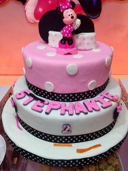 Two Tier Personalized Minnie Mouse Cake for 2 year-old Girl.JPG