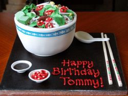 Asian Noodle Soup Bowl Birthday Cake with Chopsticks.JPG